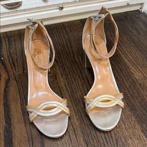 Aquazzura Gold and Silver Strappy Heels